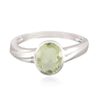 Green Amethyst Solitaire French 92.5 Silver Green Gems Slim Artisan Ring Jewelry
