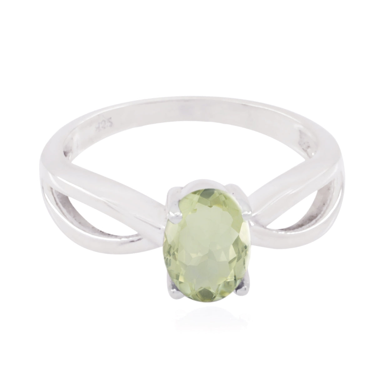 Green Amethyst Solitaire Korean Silver Green Gems Delicate Sophisticated Ring Jewellery