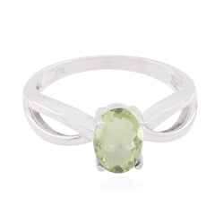Green Amethyst Solitaire Korean Silver Green Gems Delicate Sophisticated Ring Jewellery