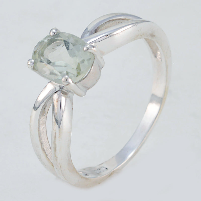 Green Amethyst Solitaire Korean Silver Green Gems Delicate Sophisticated Ring Jewellery
