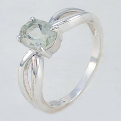 Green Amethyst Solitaire Korean Silver Green Gems Delicate Sophisticated Ring Jewellery