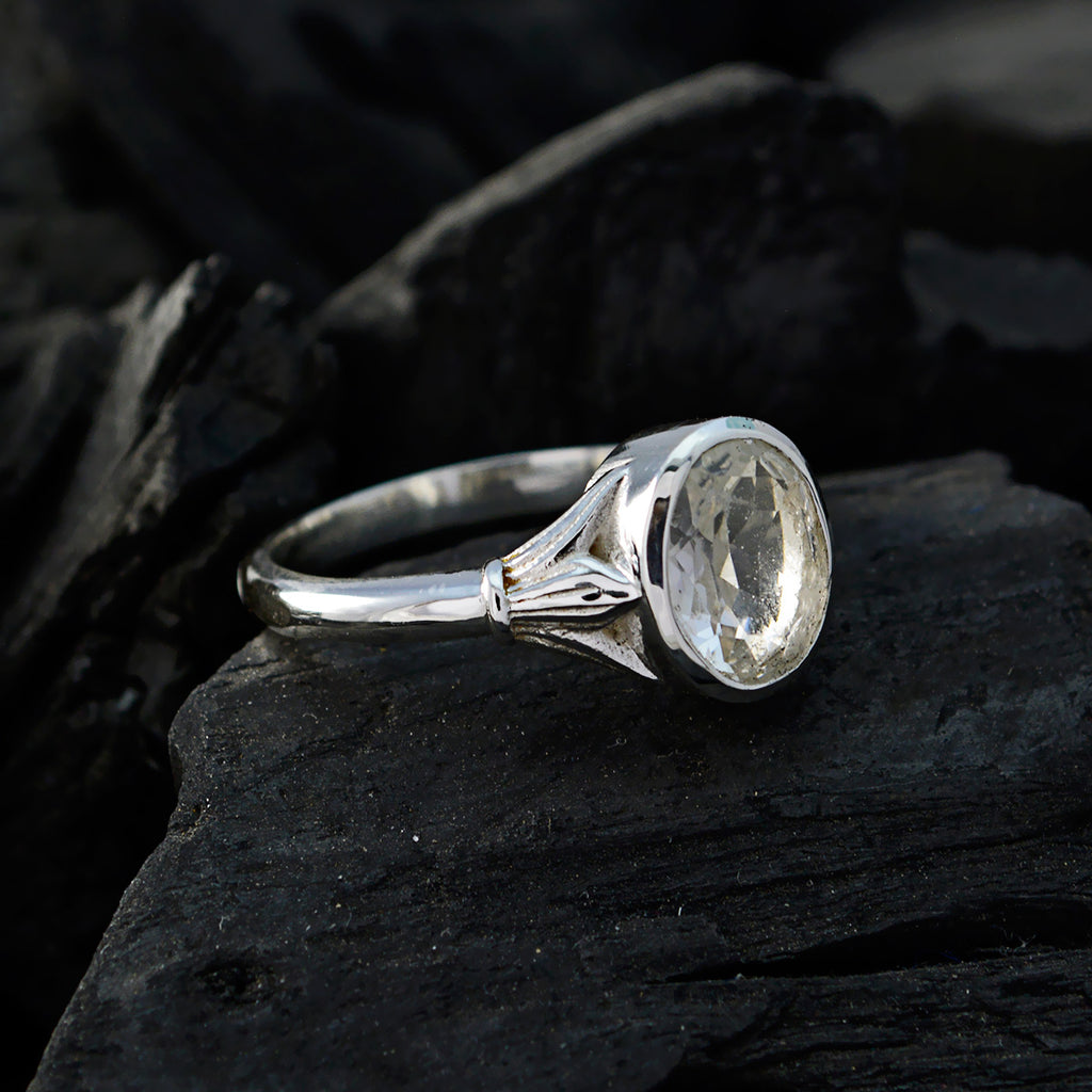Green Amethyst Solitaire Russian Silver Green Gemstone Tiny Boho Ring Jewellery