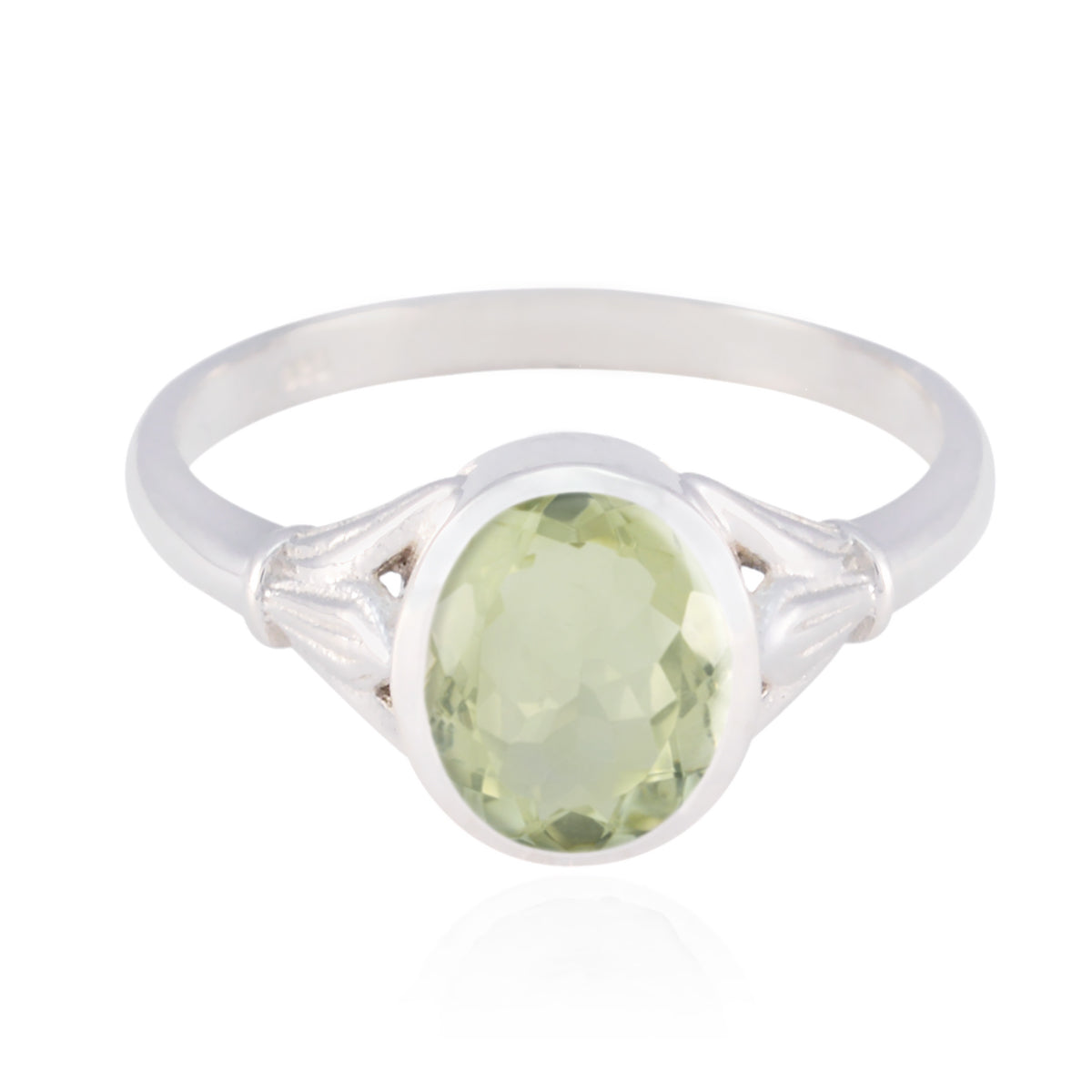 Green Amethyst Solitaire Russian Silver Green Gemstone Tiny Boho Ring Jewellery