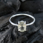 Green Amethyst Solitaire Korean 925 Silver Green Gems Elegant  Glamorous Ring Jewelry