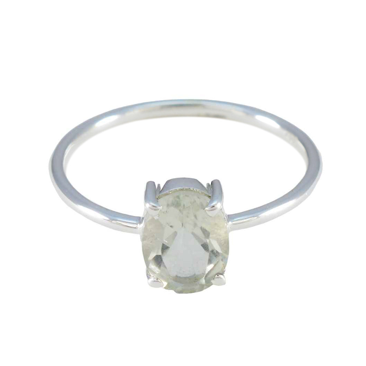 Green Amethyst Solitaire Korean 925 Silver Green Gems Elegant  Glamorous Ring Jewelry Hoofdafbeelding