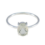 Green Amethyst Solitaire Korean 925 Silver Green Gems Elegant  Glamorous Ring Jewelry