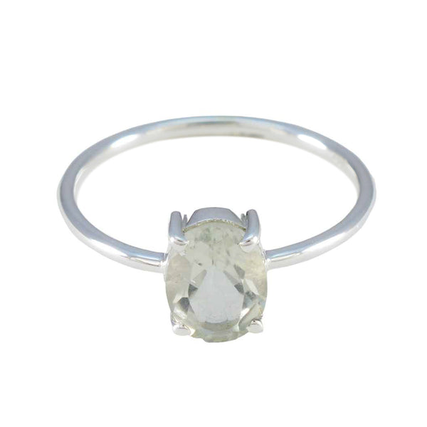 Green Amethyst Solitaire Korean 925 Silver Green Gems Elegant  Glamorous Ring Jewelry