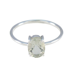 Green Amethyst Solitaire Korean 925 Silver Green Gems Elegant  Glamorous Ring Jewelry