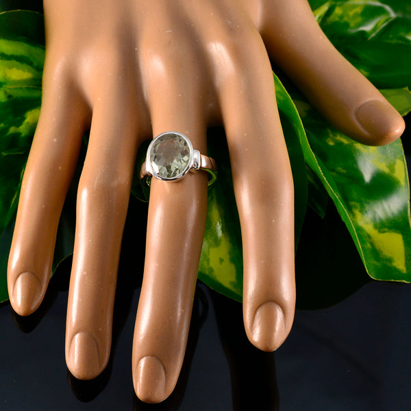 Green Amethyst Solitaire African 925 Silver Green Gems Classic Graceful Ring Jewellery