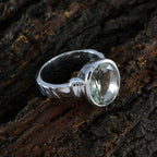Green Amethyst Solitaire African 925 Silver Green Gems Classic Graceful Ring Jewellery