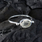 Green Amethyst Solitaire Korean 92.5 Silver Green Gemstones Dainty Modern Ring Jewellery