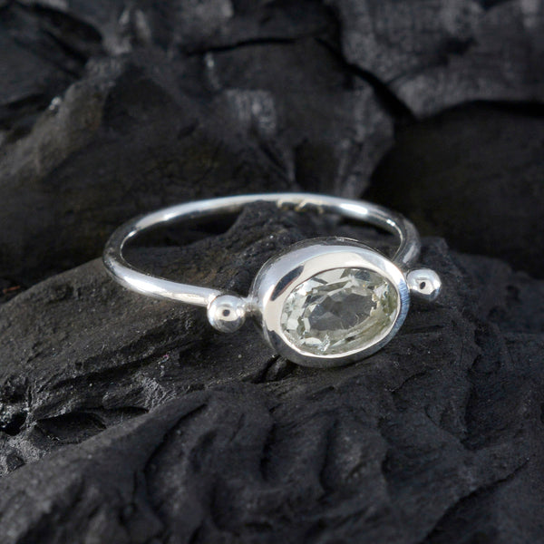 Green Amethyst Solitaire Korean 92.5 Silver Green Gemstones Dainty Modern Ring Jewellery
