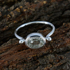 Green Amethyst Solitaire Korean 92.5 Silver Green Gemstones Dainty Modern Ring Jewellery