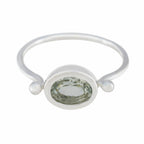 Green Amethyst Solitaire Korean 92.5 Silver Green Gemstones Dainty Modern Ring Jewellery