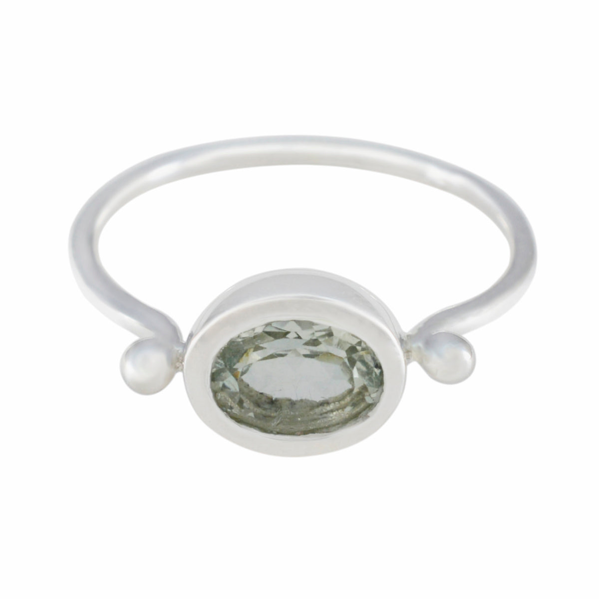 Green Amethyst Solitaire Korean 92.5 Silver Green Gemstones Dainty Modern Ring Jewellery