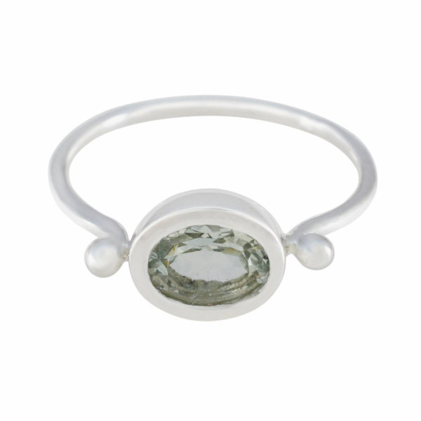 Green Amethyst Solitaire Korean 92.5 Silver Green Gemstones Dainty Modern Ring Jewellery