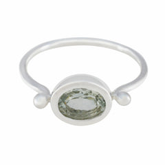 Grüner Amethyst Solitär Koreanisch 92,5 Silber Grüne Edelsteine Zierlicher Moderner Ring Schmuck