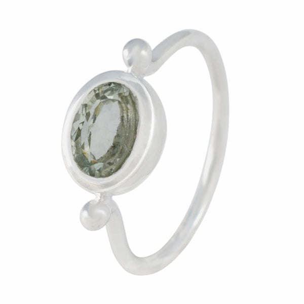 Green Amethyst Solitaire Korean 92.5 Silver Green Gemstones Dainty Modern Ring Jewellery
