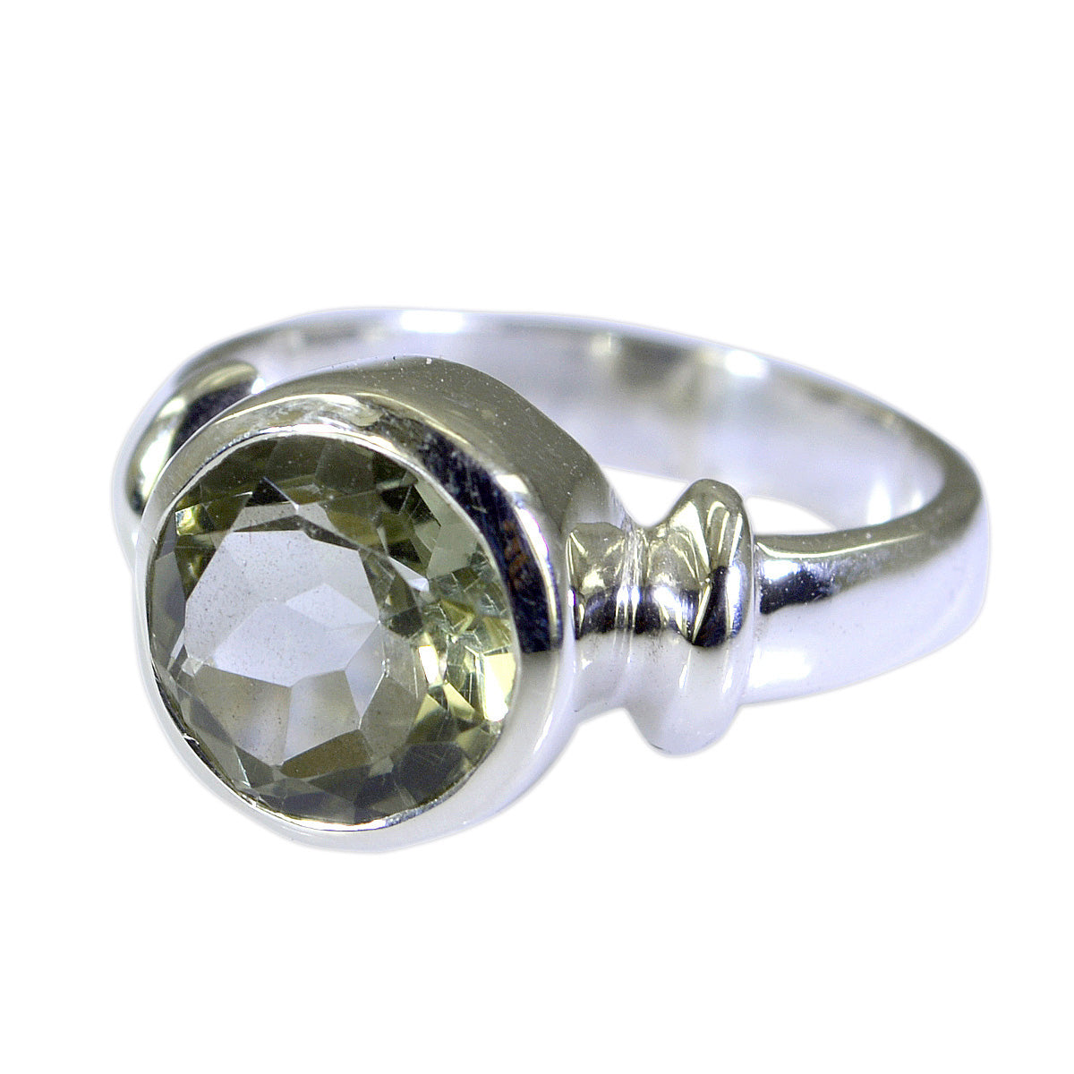 Green Amethyst Solitaire Moroccan 925 Silver Green Gemstone Slim Sophisticated Ring Jewelry Hoofdafbeelding