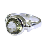 Green Amethyst Solitaire Moroccan 925 Silver Green Gemstone Slim Sophisticated Ring Jewelry