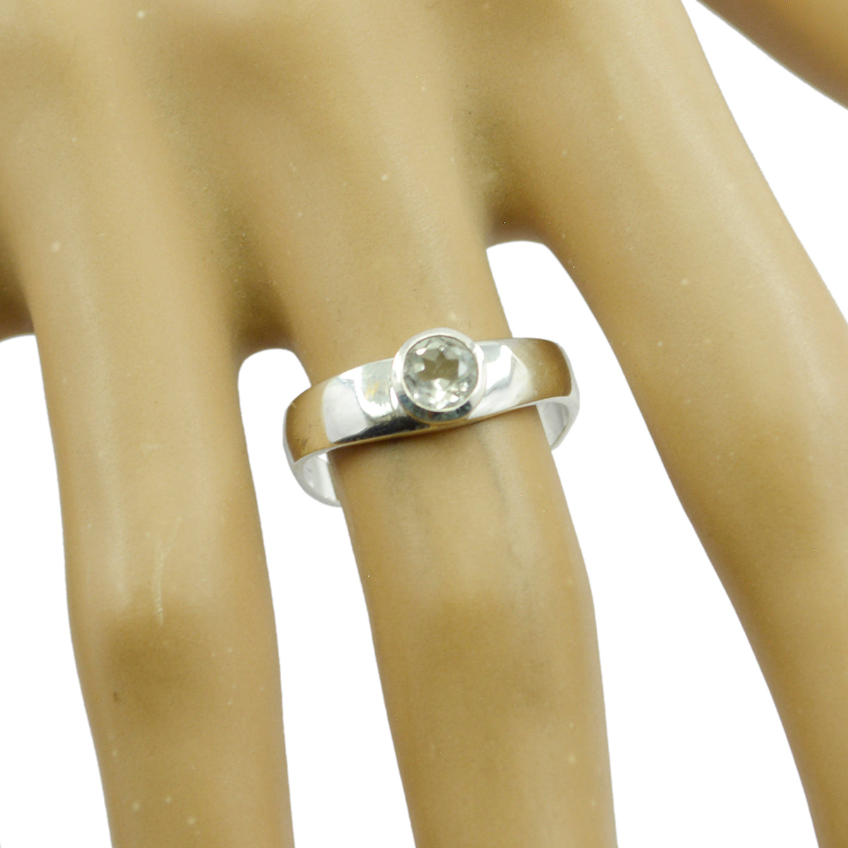 Green Amethyst Solitaire Japanese Sterling Silver Green Gemstone Whisper thin Romantic Ring Jewelry