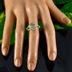 Green Amethyst Solitaire African Sterling Silver Green Gemstones Featherlight Luxurious Ring Jewelry