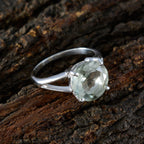 Green Amethyst Solitaire African Sterling Silver Green Gemstones Featherlight Luxurious Ring Jewelry