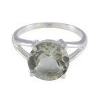 Green Amethyst Solitaire African Sterling Silver Green Gemstones Featherlight Luxurious Ring Jewelry
