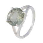 Green Amethyst Solitaire African Sterling Silver Green Gemstones Featherlight Luxurious Ring Jewelry
