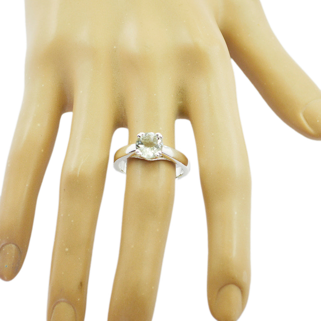 Green Amethyst Solitaire Moroccan 925 Silver Green Gems Slim Sophisticated Ring Jewellery