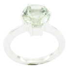Green Amethyst Solitaire Russian 92.5 Silver Green Gemstone Slim Abstract Ring Jewelry