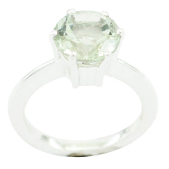Green Amethyst Solitaire Russian 92.5 Silver Green Gemstone Slim Abstract Ring Jewelry