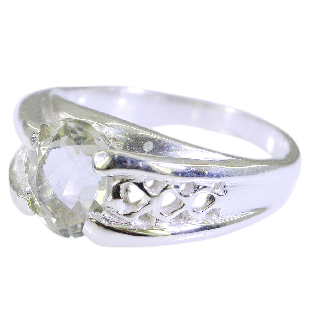 Green Amethyst Solitaire Latin American Silver Green Gemstones Tiny Filigree Ring Jewelry