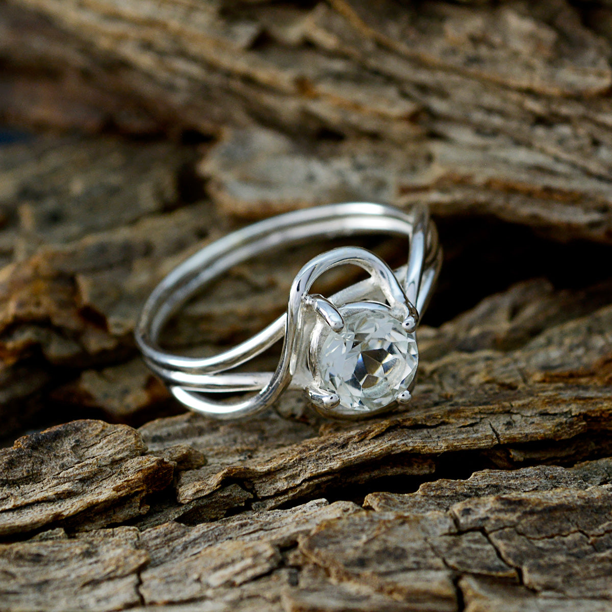 Green Amethyst Solitaire Korean Silver Green Gemstones Delicate Fairytale Ring Jewellery