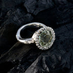 Green Amethyst Solitaire Moroccan Silver Green Gemstone Eye catching Graceful Ring Jewelry