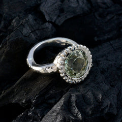 Green Amethyst Solitaire Moroccan Silver Green Gemstone Eye catching Graceful Ring Jewelry