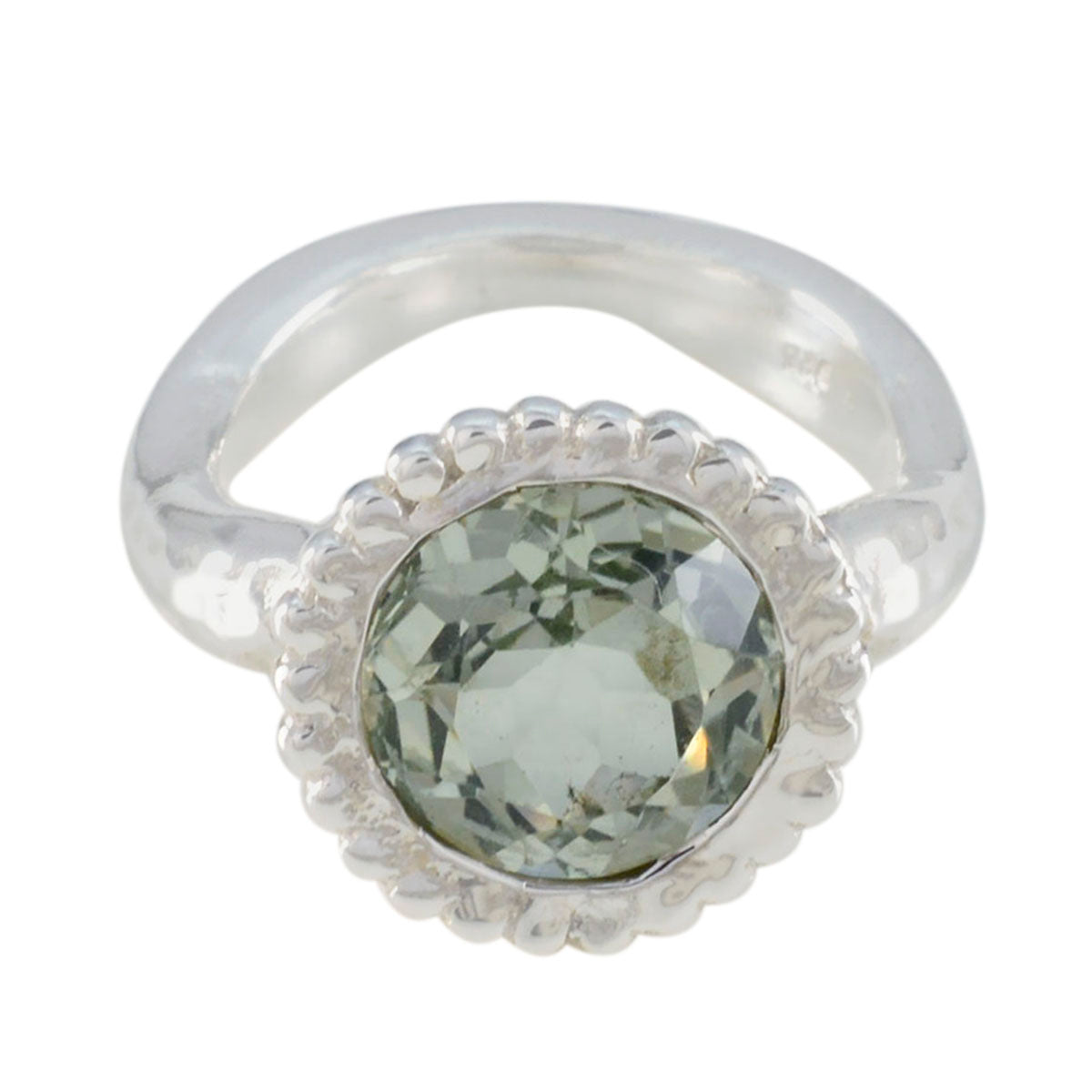 Green Amethyst Solitaire Moroccan Silver Green Gemstone Eye catching Graceful Ring Jewelry Hoofdafbeelding