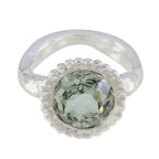 Green Amethyst Solitaire Moroccan Silver Green Gemstone Eye catching Graceful Ring Jewelry