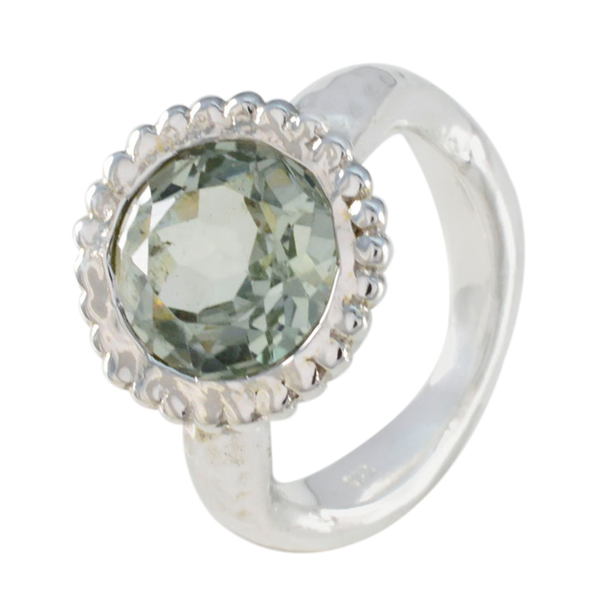 Green Amethyst Solitaire Moroccan Silver Green Gemstone Eye catching Graceful Ring Jewelry