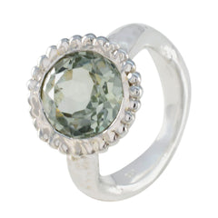 Green Amethyst Solitaire Moroccan Silver Green Gemstone Eye catching Graceful Ring Jewelry