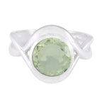 Green Amethyst Solitaire African 925 Silver Green Gemstone Classic Feminine Ring Jewellery