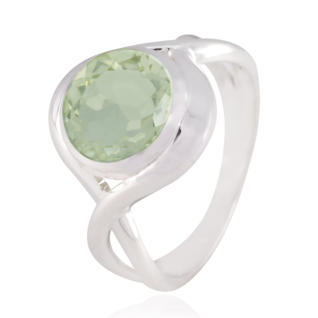 Green Amethyst Solitaire African 925 Silver Green Gemstone Classic Feminine Ring Jewellery