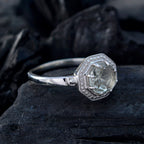 Green Amethyst Solitaire Japanese 925 Silver Green Gems Whisper thin Sophisticated Ring Jewellery