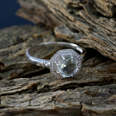Green Amethyst Solitaire Japanese 925 Silver Green Gems Whisper thin Sophisticated Ring Jewellery