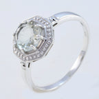 Green Amethyst Solitaire Japanese 925 Silver Green Gems Whisper thin Sophisticated Ring Jewellery