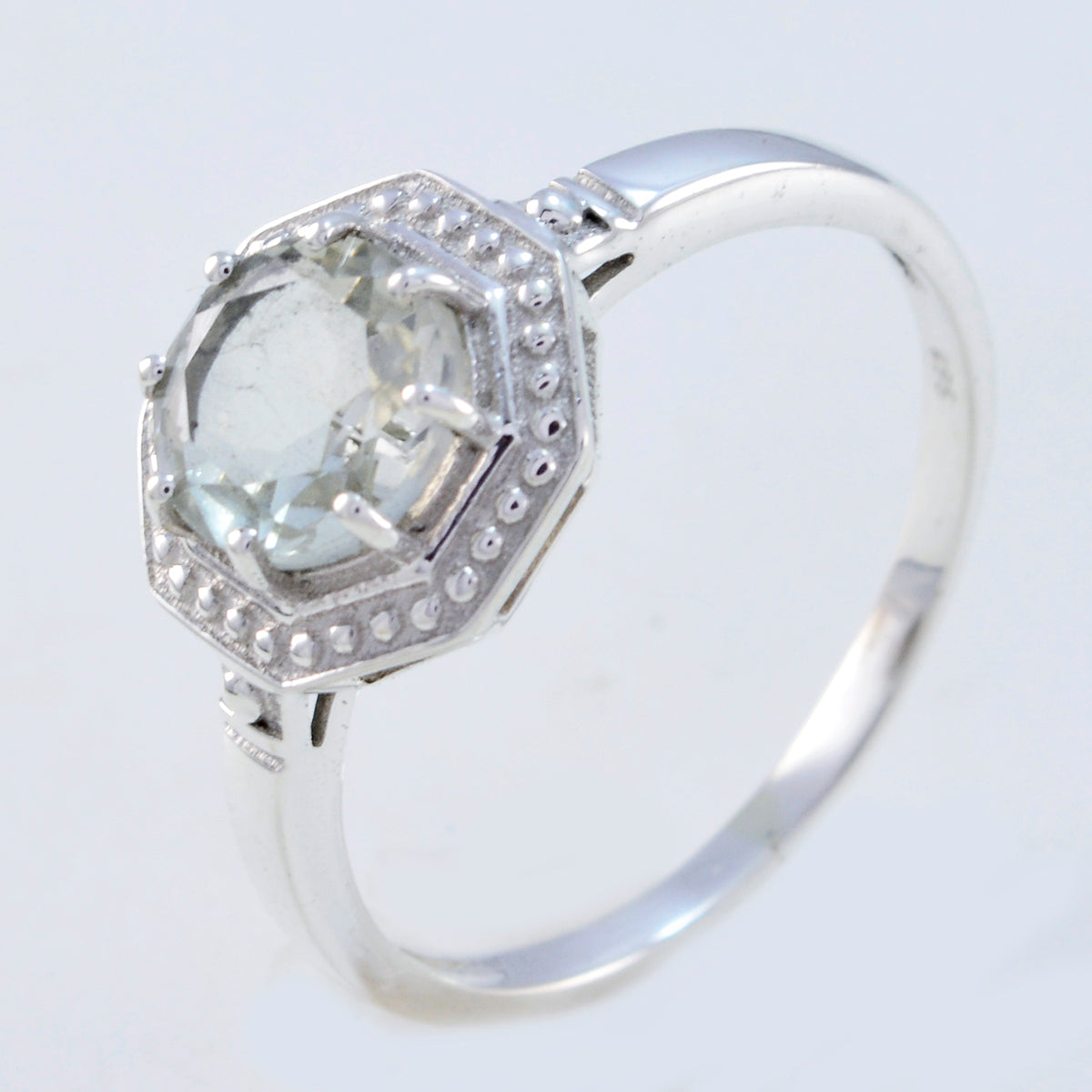 Green Amethyst Solitaire Japanese 925 Silver Green Gems Whisper thin Sophisticated Ring Jewellery