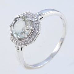 Green Amethyst Solitaire Japanese 925 Silver Green Gems Whisper thin Sophisticated Ring Jewellery