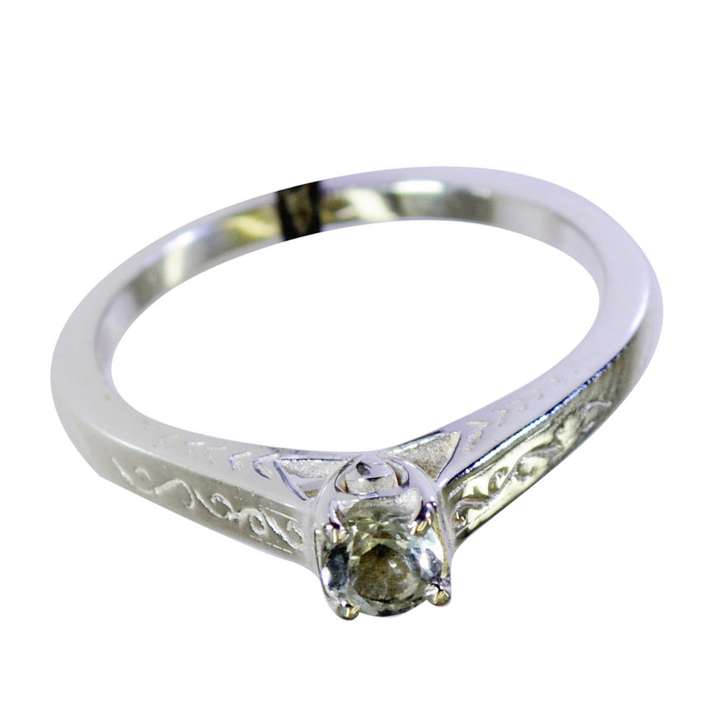 Green Amethyst Solitaire Japanese 925 Sterling Silver Green Gems Dainty Modern Ring Jewellery