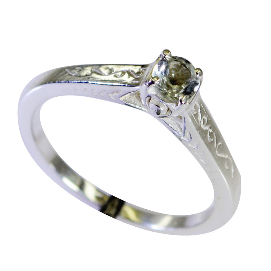 Green Amethyst Solitaire Japanese 925 Sterling Silver Green Gems Dainty Modern Ring Jewellery