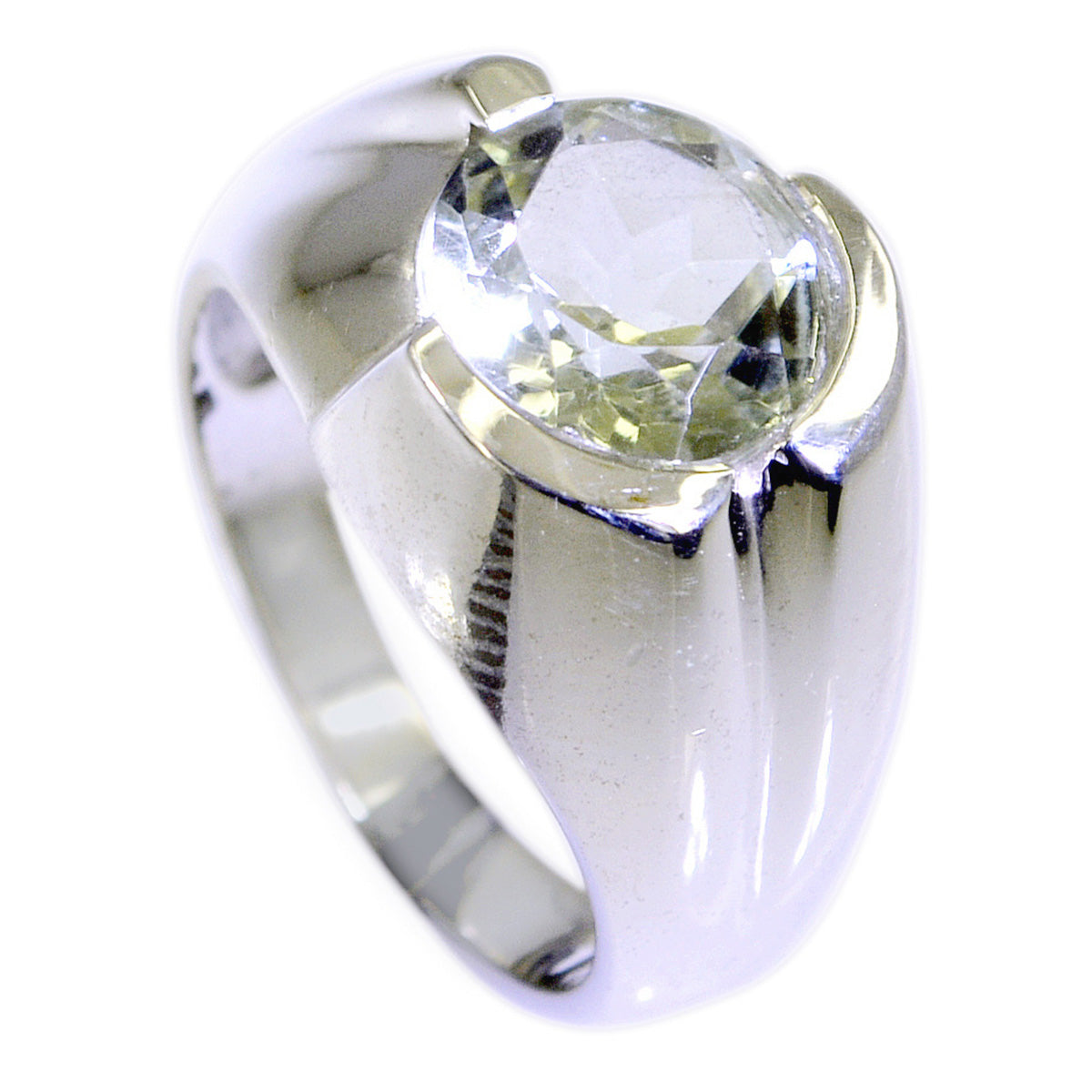 Green Amethyst Solitaire Indian 92.5 Silver Green Gems Versatile Glamorous Ring Jewelry Imagen principal del producto